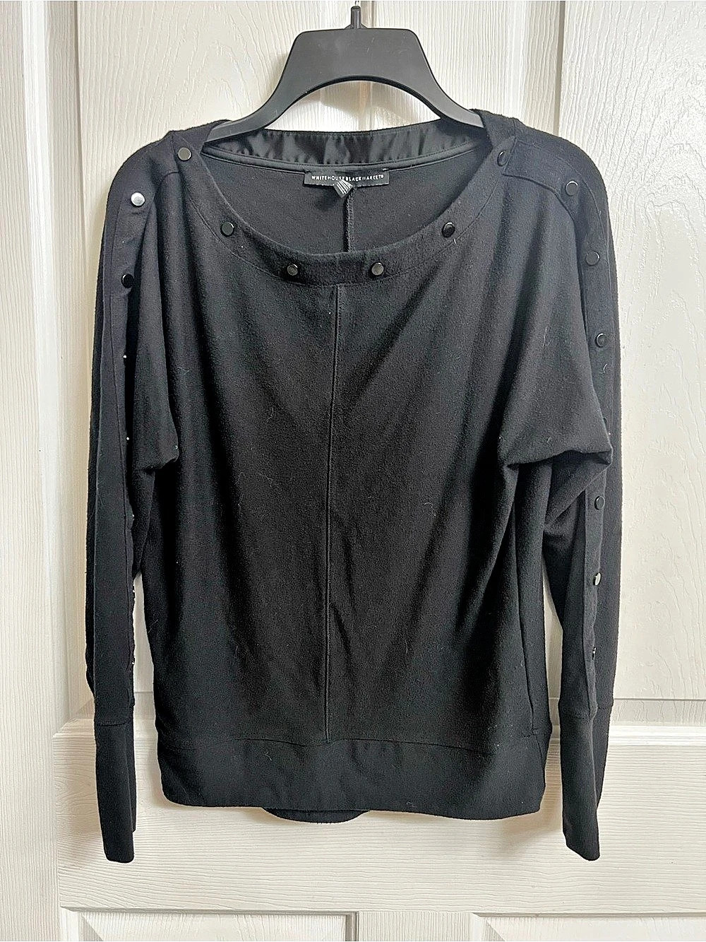 White House Black Market Snap Detail Dolman Sleeve Top Black XXS